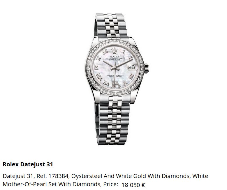 Giá đồng hồ Rolex Datejust 31, Ref. 178384