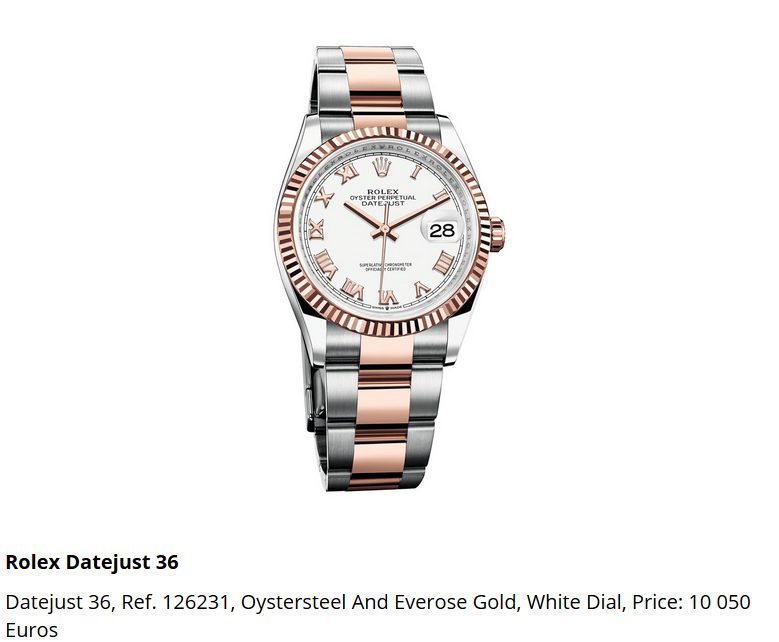 Giá đồng hồ Rolex thụy sĩ Datejust 36, Ref. 126231