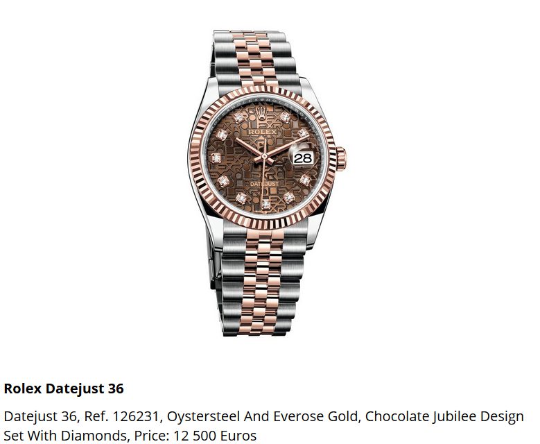 Giá đồng hồ Rolex thụy sĩ Datejust 36 Ref. 126231