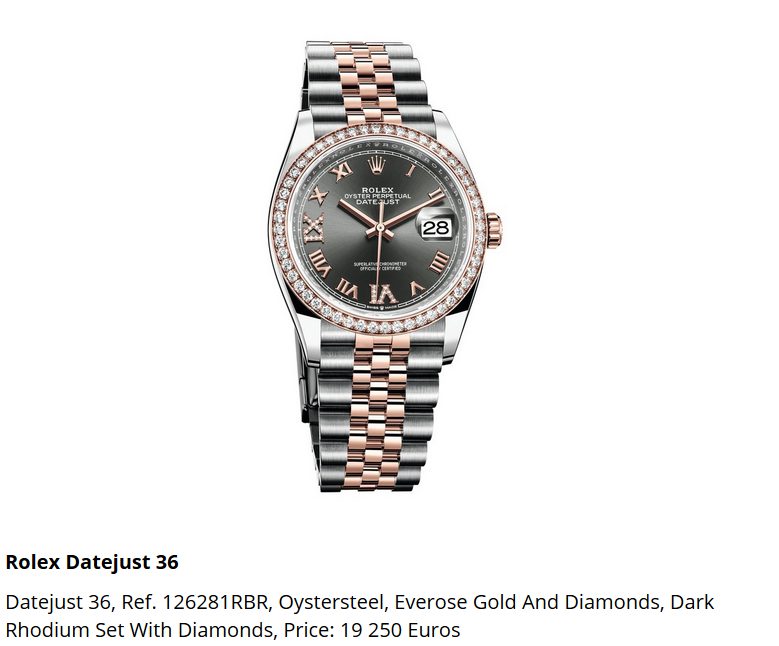 Giá đồng hồ Rolex thụy sĩ Datejust 36, Ref. 126281RBR