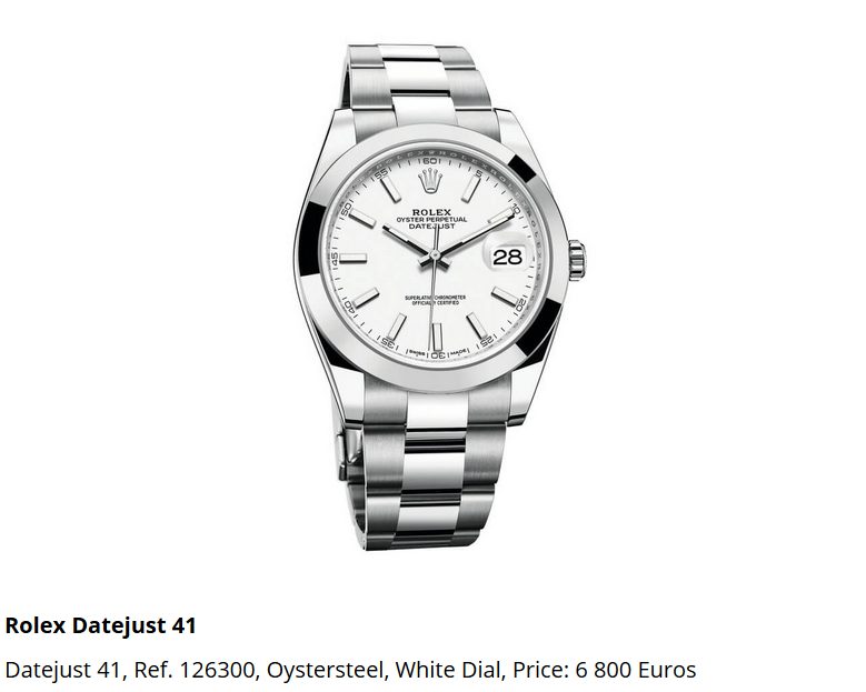 Giá đồng hồ Rolex Datejust 41 Ref. 126300