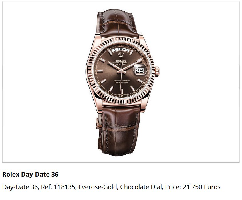 Giá đồng hồ Rolex Day-Date 36, Ref. 118135