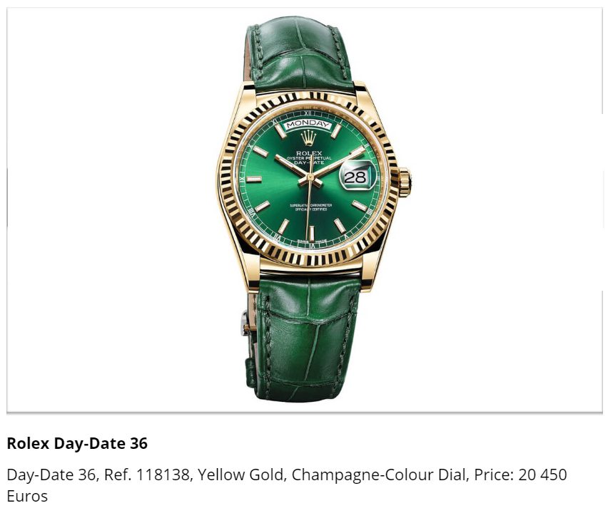 Giá đồng hồ Rolex Day-Date 36, Ref. 118138