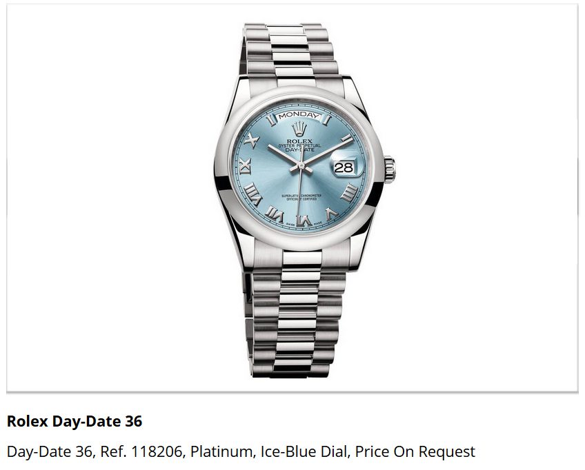 Giá đồng hồ Rolex Day-Date 36, Ref. 118206