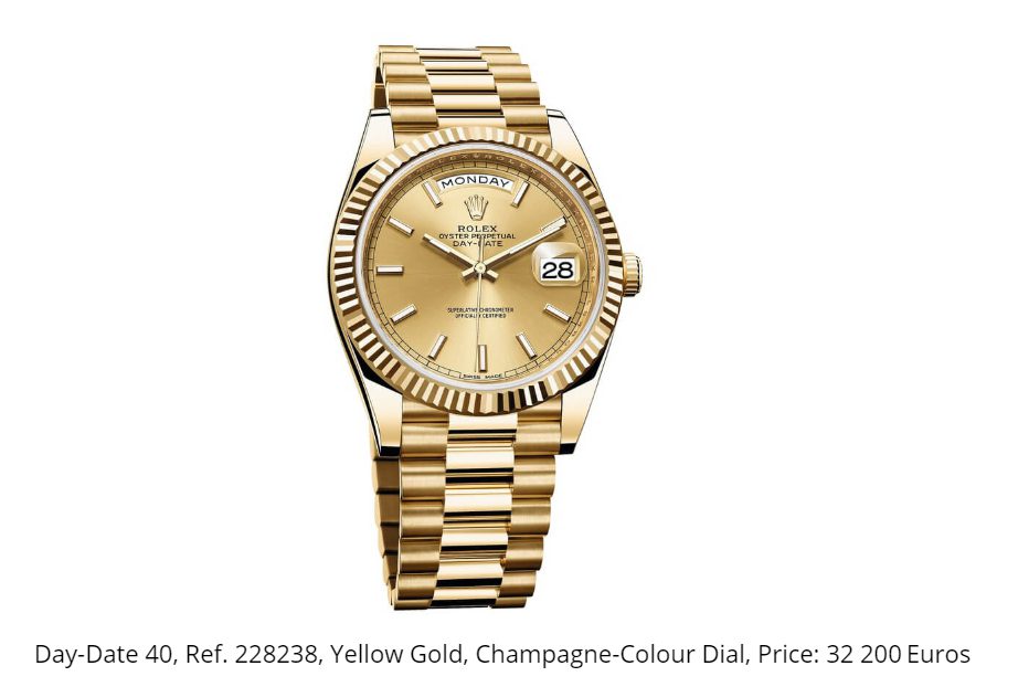 Giá đồng hồ Rolex thụy sĩ Day-Date 40, Ref. 228238