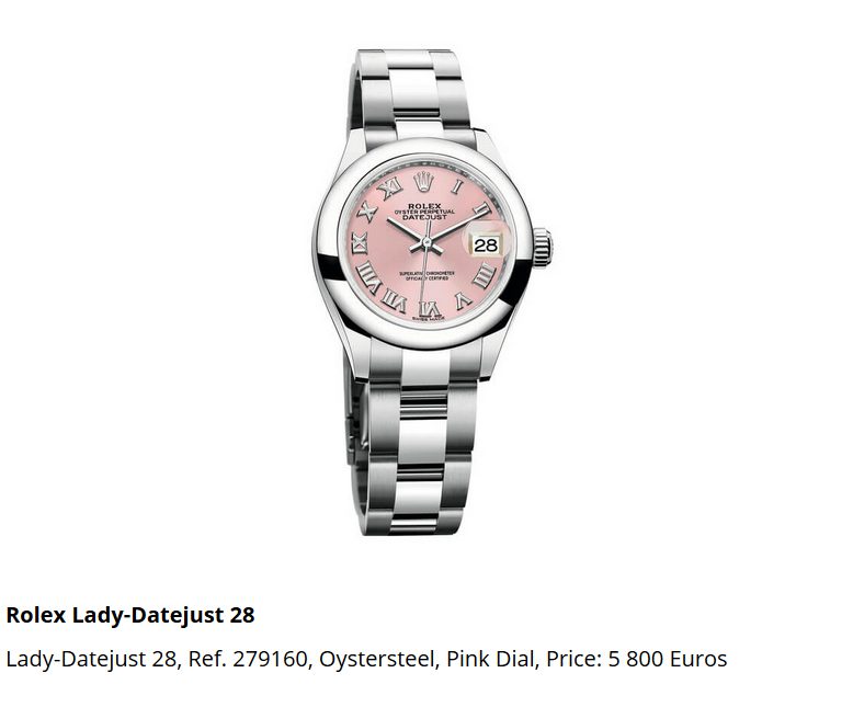 Giá đồng hồ Rolex thụy sĩ Lady-Datejust 28, Ref. 279160