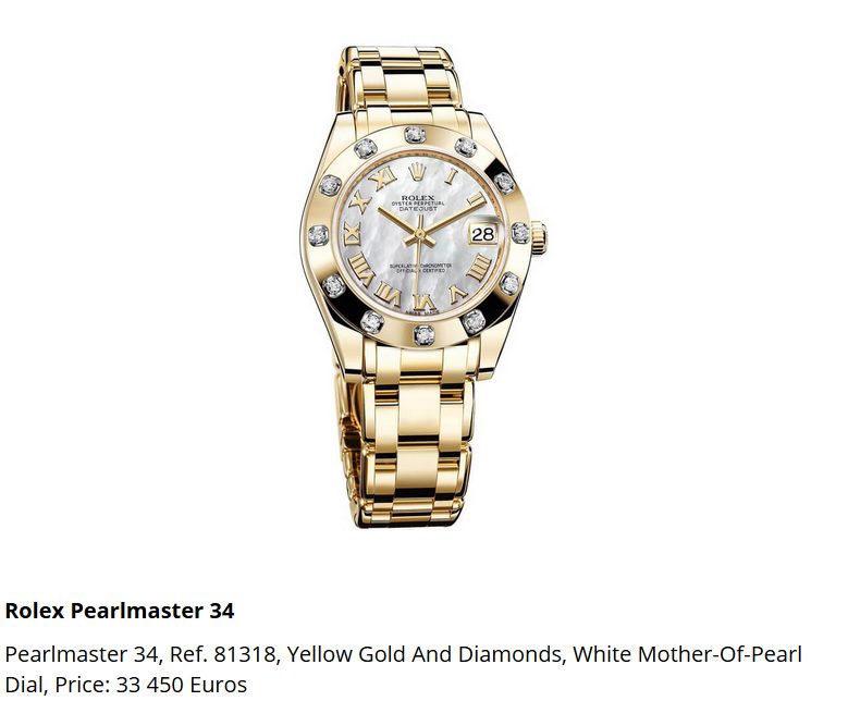 Giá đồng hồ Rolex Pearlmaster 34, Ref. 81318