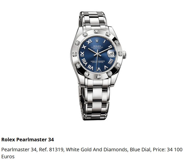 Giá đồng hồ Rolex Pearlmaster 34, Ref. 81319