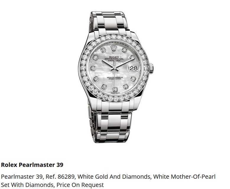 Giá đồng hồ Rolex Pearlmaster 39, Ref. 86289