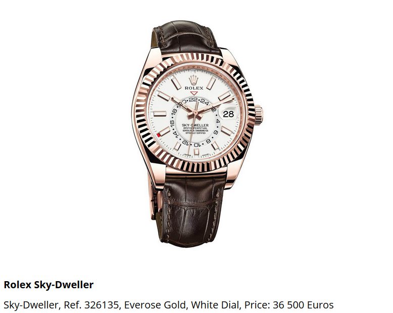 Giá đồng hồ Rolex thuy sĩ Sky-Dweller, Ref. 326135