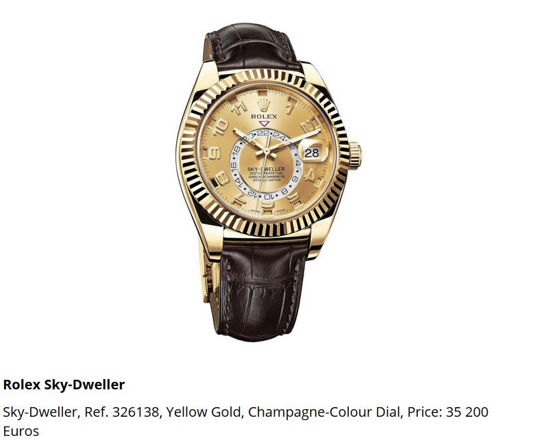 Giá đồng hồ Rolex thuy sĩ Sky-Dweller, Ref. 326138
