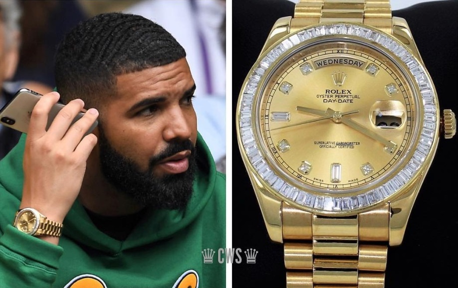 Drake_với_chiếc_đồng_hồ_Rolex_Day-Date_II_18KT_Yellow_Gold