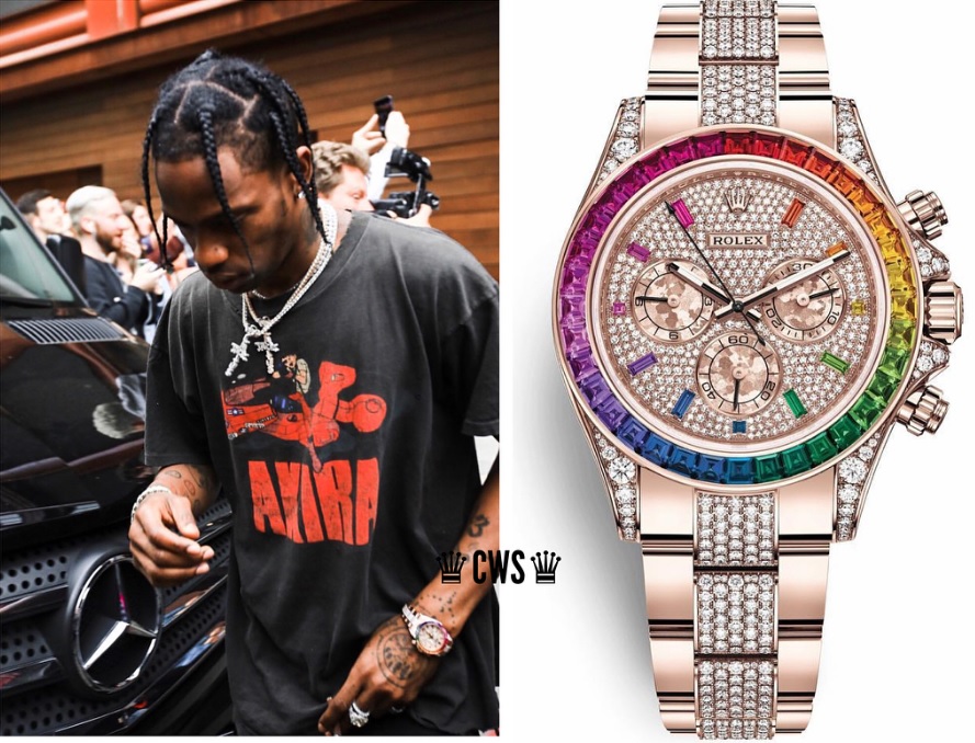 Travis_Scott_với_chiếc_đồng_hồ_Rolex_Daytona_18K_Everose_Gold