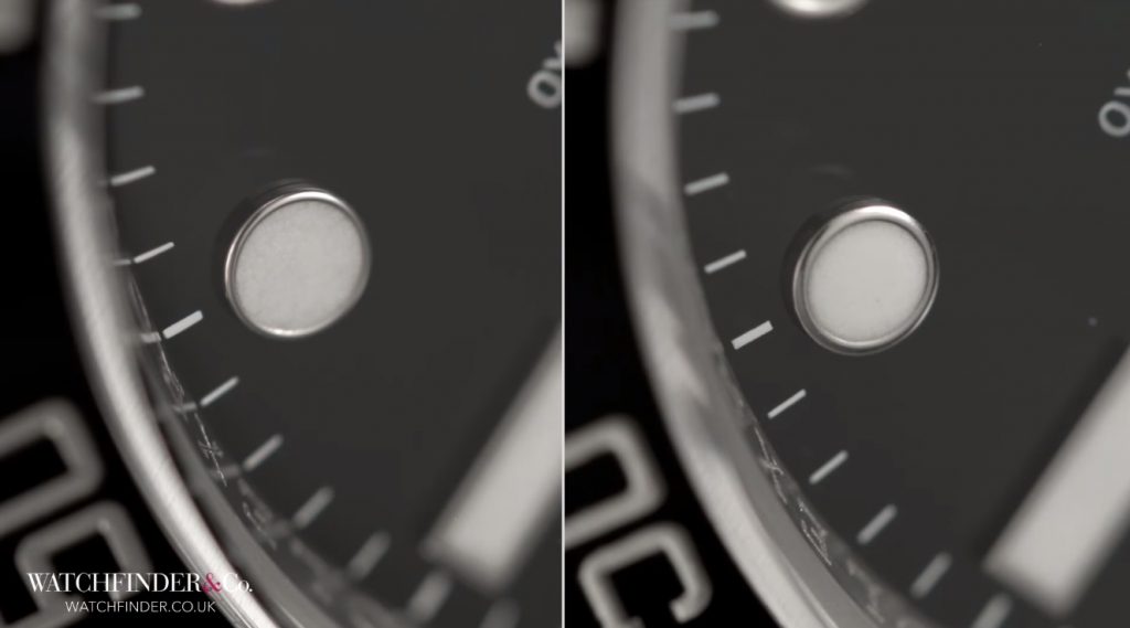 Cóc số trên đồng hồ Rolex giả không tròn như đồng hồ thật