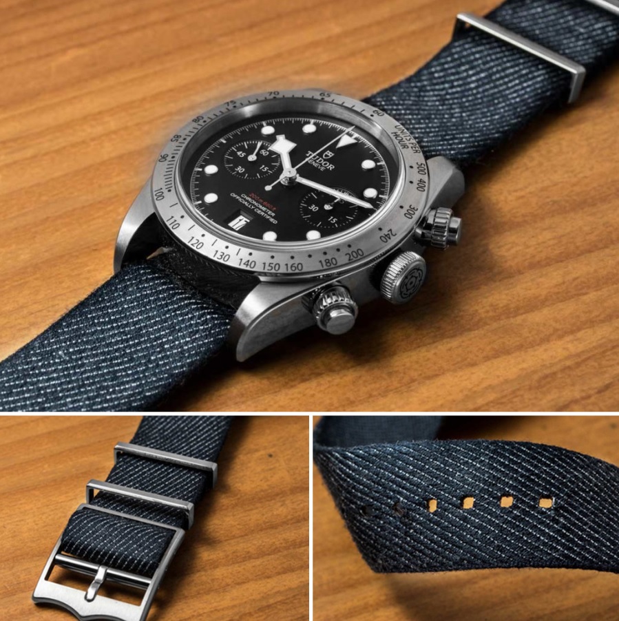 Mẫu_Black_Bay_Chronograph_với_dây_vải_được_dệt_tạo_hiệu_ứng_giống_với_vải_denim