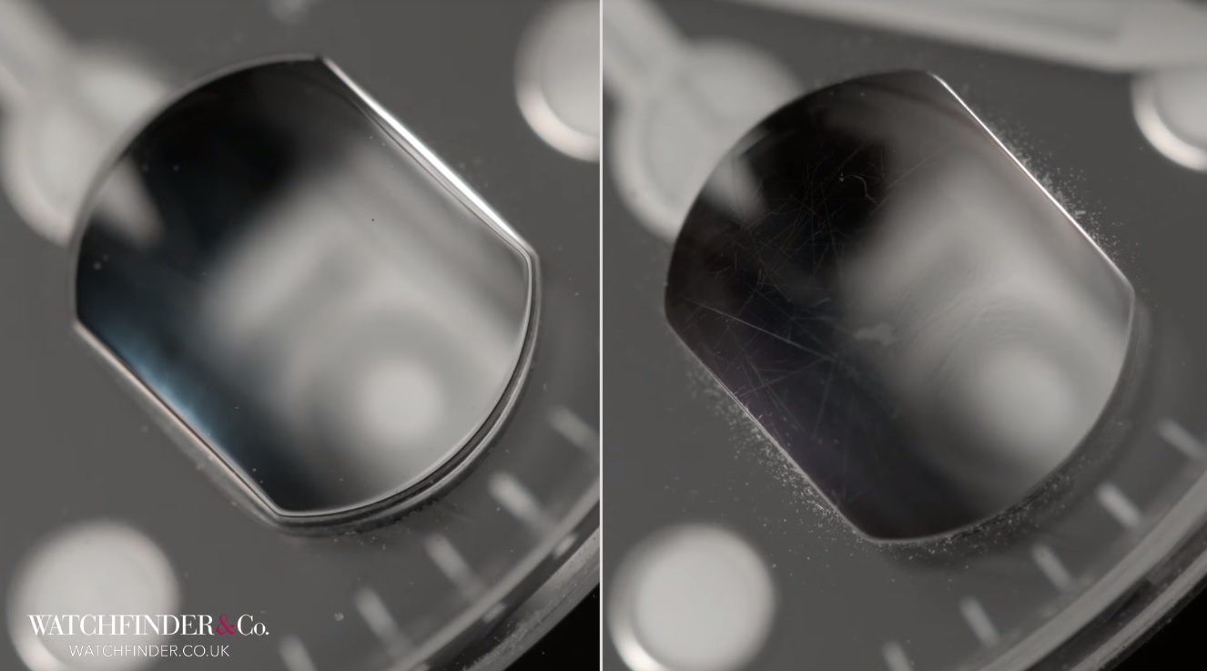 Thấu kính Cyclops tho hơn và phản chiếu ánh sáng kém hơn đồng hồ Rolex thật
