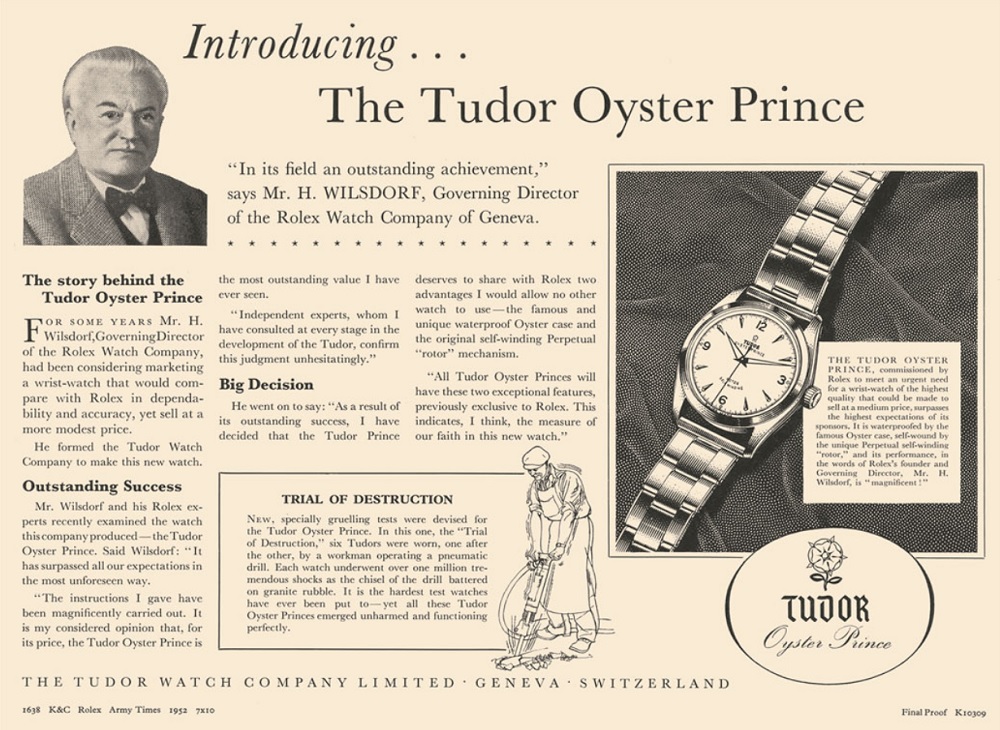 Một trong những ấn phẩm quảng cáo Tudor đầu tiên với những lời tâm huyết từ chính ngài Hans Wilsdorf