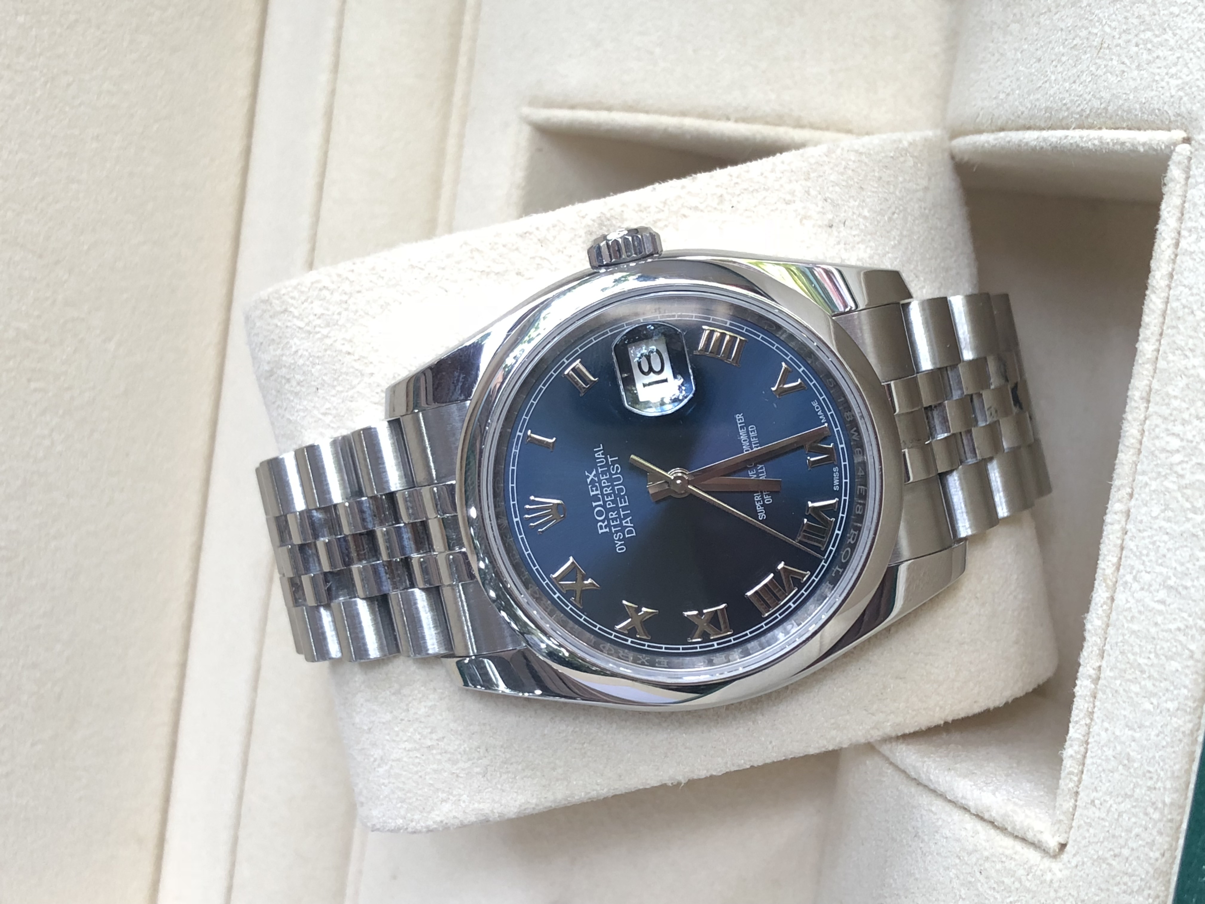 Rolex 116200 vỏ thép mặt tia xanh sản xuất 2016 - 2017