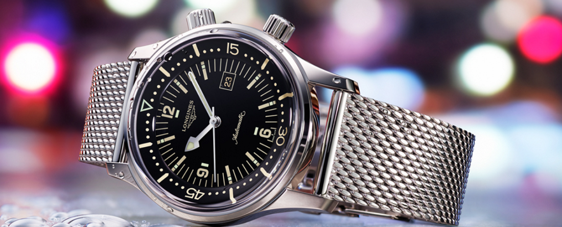 Longines Legend Diver đồng hồ ăn mặc lấy cảm hứng Vintage