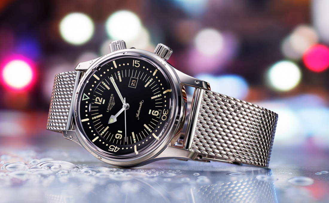 Longines Legend Diver đồng hồ ăn mặc lấy cảm hứng Vintage