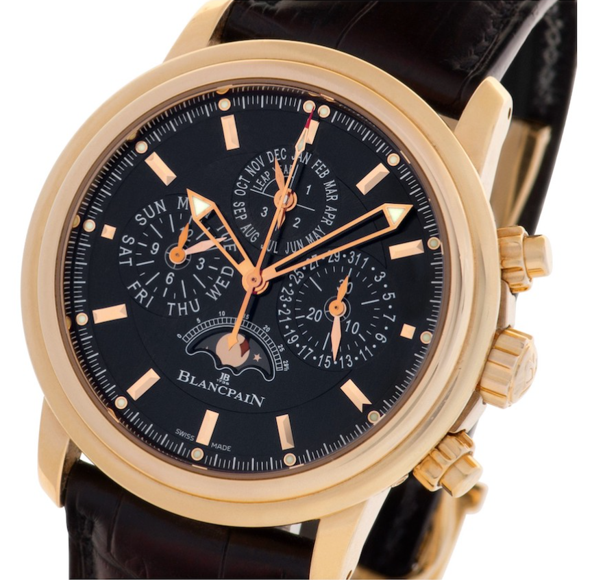 Đồng hồ tự động Leman Perpetual Calendar Flyback Chronograph bằng vàng hồng vỏ 40mm