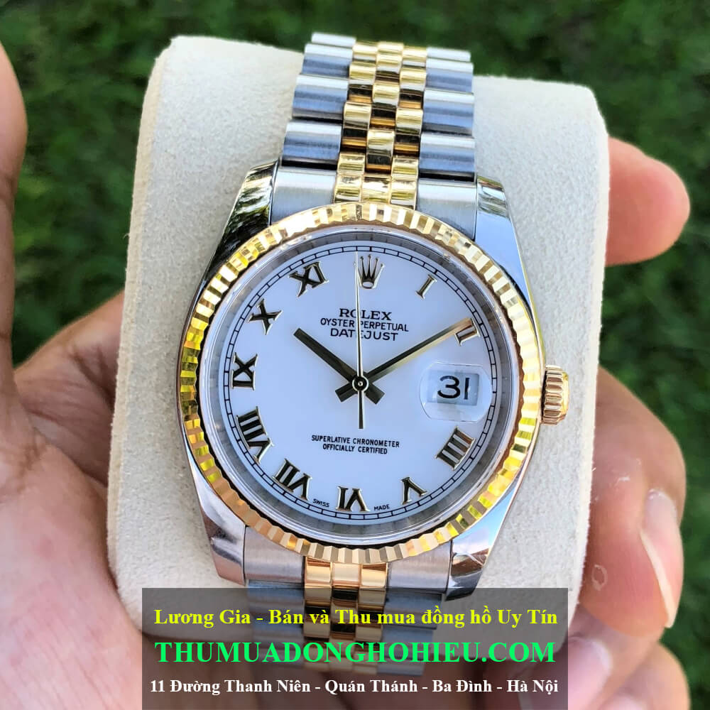 Đồng hồ Rolex Datejust 116233 Mặt trắng men Demi vàng 18k Size 36mm Đời 2006