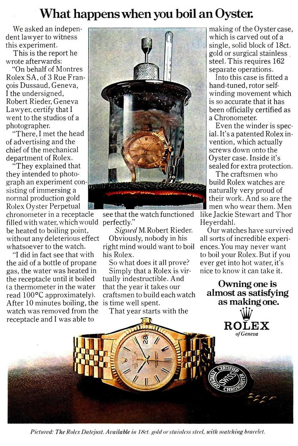 Rolex chứng minh quan điểm bằng cách đun sôi đồng hồ Rolex