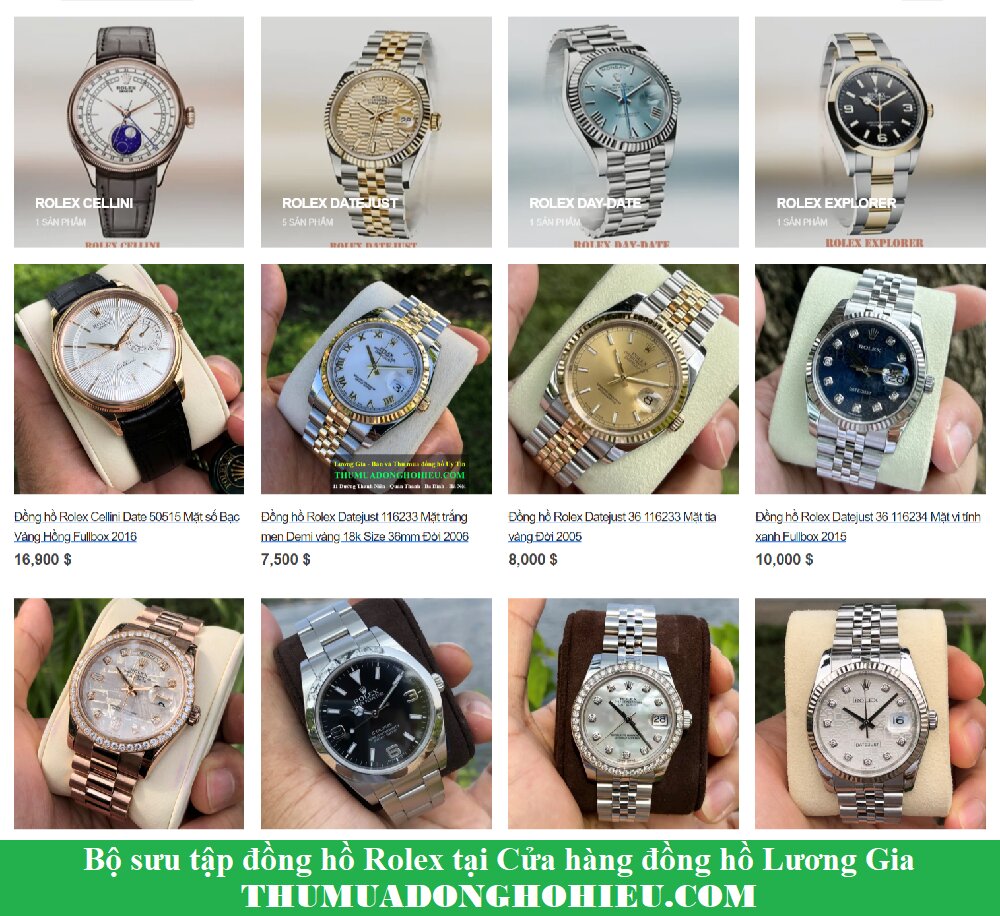 Bộ sưu tập đồng hồ Rolex tại Cửa hàng đồng hồ Lương Gia