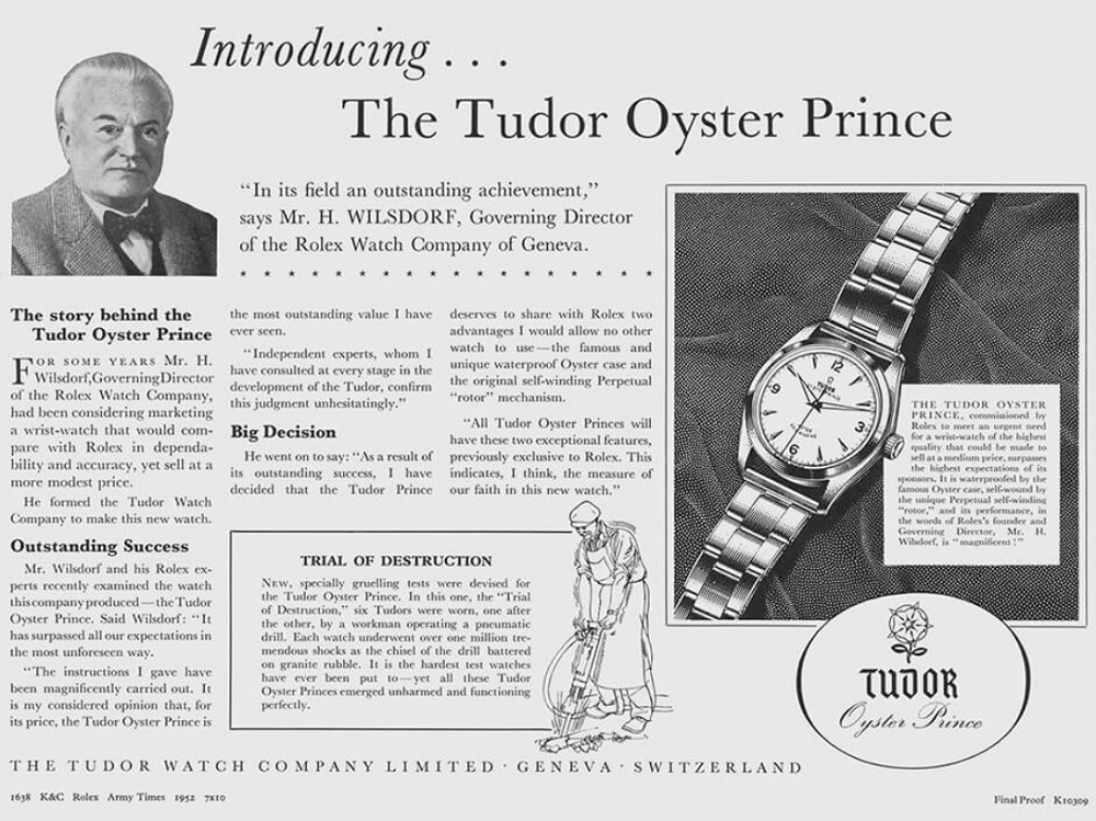 Quảng cáo đồng hồ TUDOR Oyster Prince