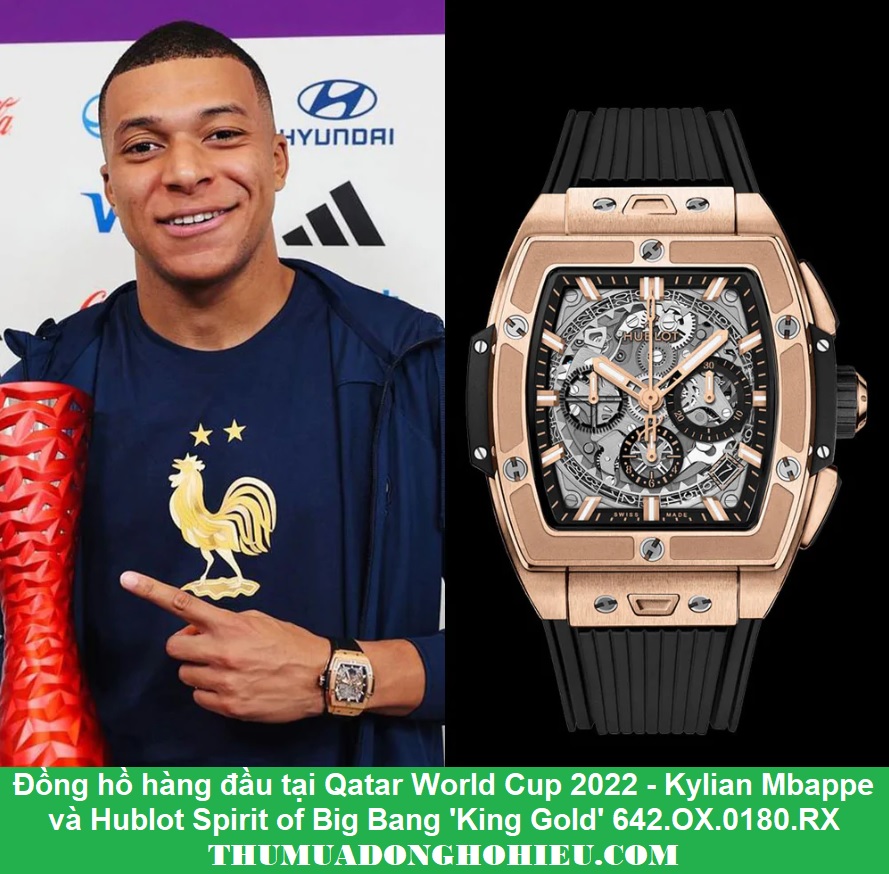 Kylian Mbappe: Đồng hồ Hublot Spirit of Big Bang King Gold 642.OX.0180.RX