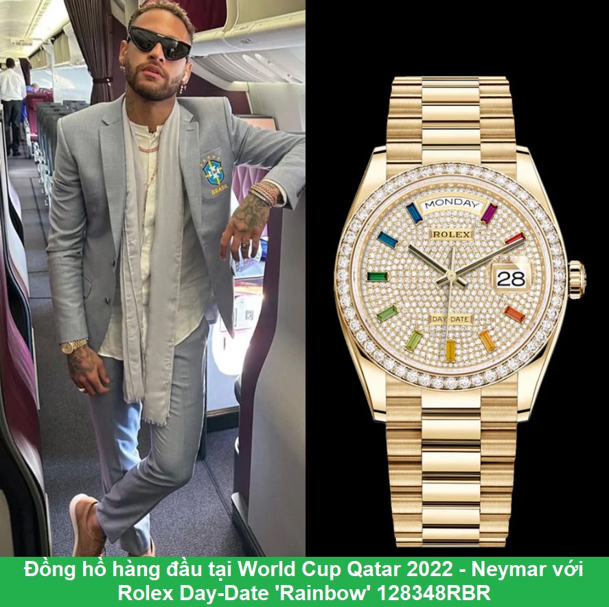 Neymar: Đồng hồ Rolex Day Date 'Rainbow'