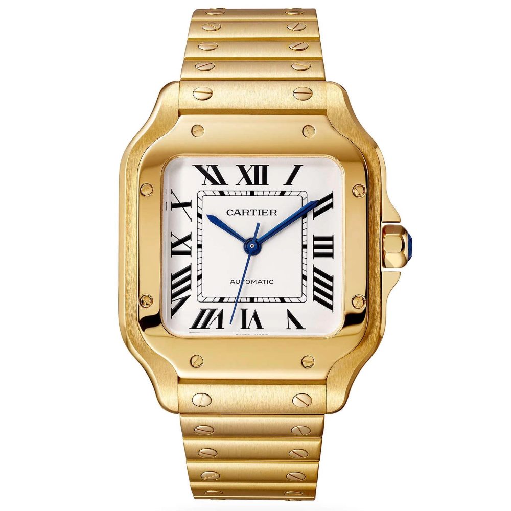 Đồng hồ Cartier Santos vàng vàng nguyên khối