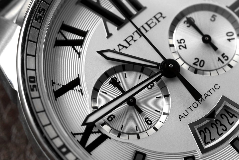 Thiết kế mặt số đồng hồ Cartier Calibre de Cartier Chronograph